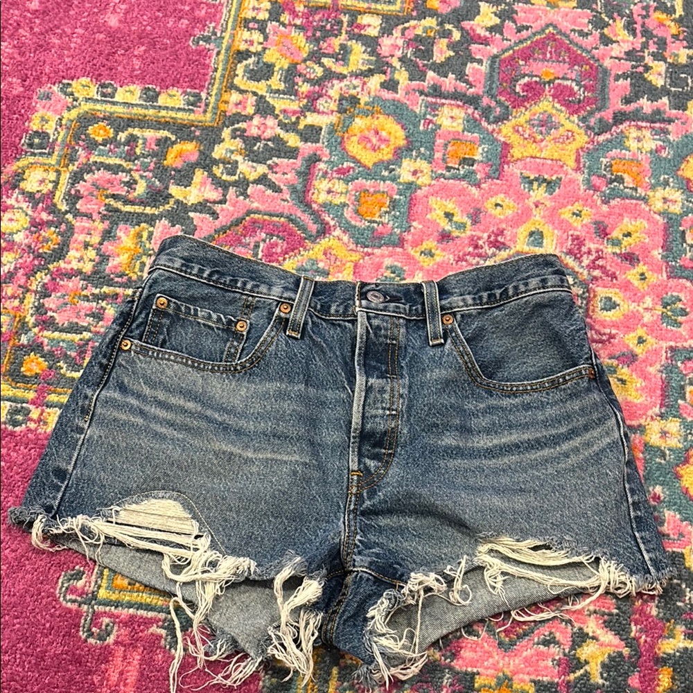 Levi's Blue Jean Shorts Distressed Cut-Off Style
